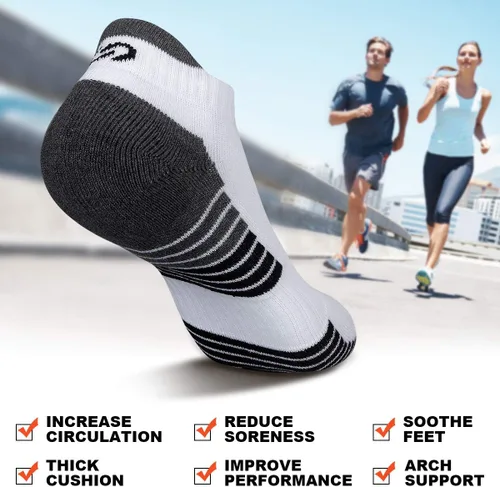 Vista 6 de Lapulas Calcetines de tobillo atléticos para correr, corte bajo, acolchados, antiampollas, calcetines deportivos para hombres y mujeres, 6 pares