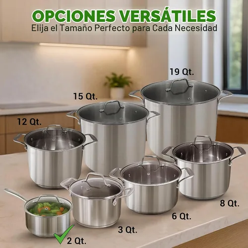 Vista 2 de NutriChef Olla de acero inoxidable de 2 cuartos de galón con tapa, cacerola resistente con asas ergonómicas, para todas las estufas