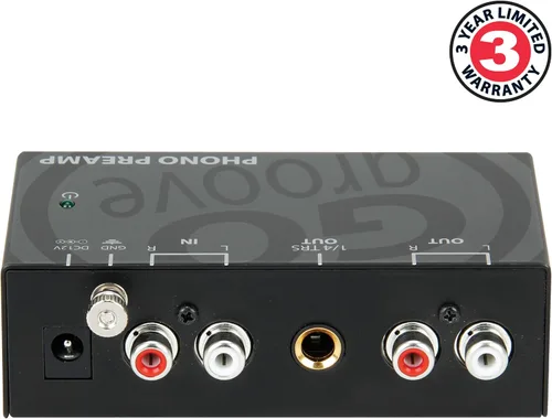 Vista 2 de GOgroove Preamplificador de preamplificador de mini tocadiscos con adaptador de CC de 12 voltios, entrada RCA para reproductor de discos de vinilo