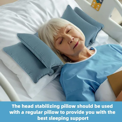 Vista 7 de Almohada estabilizadora de cuña para el cuello para dormir para mantener la cabeza recta, almohadas de posición de cabeza de cuña para ancianos