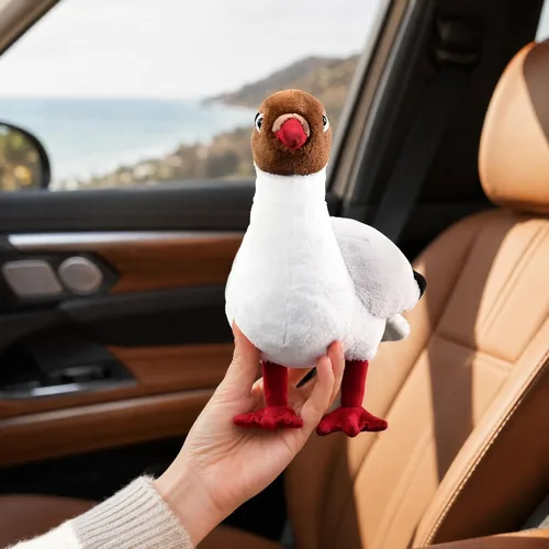 Vista 7 de Brown-headed Gull Plush Stuffed Toy, Realistic Bird Gift for Kids, 9.5in