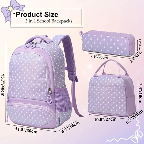 Vista 50 de Juego de mochila para niñas con diseño de unicornio, mochila escolar para niños, mochila para libros para niñas, set 3 en 1, regreso a clases