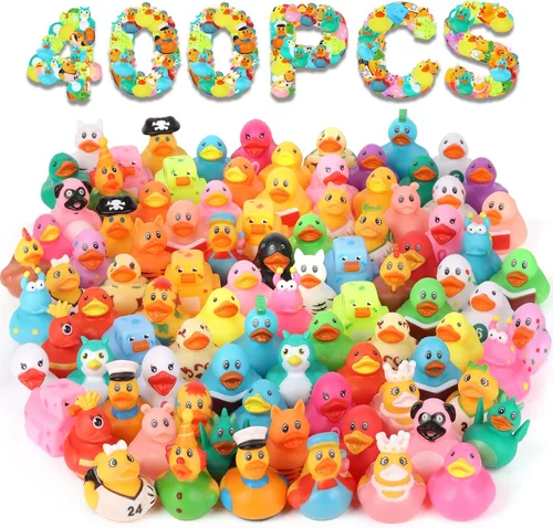 Vista 11 de 50 paquete de patos de goma para niños, juguetes de baño y patos para jeep para patear, patos de goma a granel para niños, accesorios para fiestas