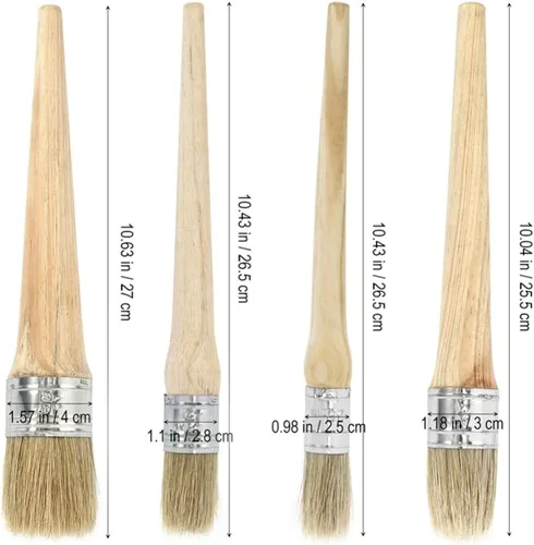 Vista 7 de Juego de 4 brochas de cera profesionales para pintura de tiza con cerdas naturales para folkart de 0.787 in, 0.984 in, 1.181 in, 1.575 in