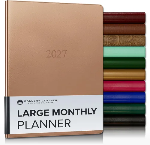 Vista 60 de Gallery Leather Agenda mensual grande 2026-2027 Acadia Navy