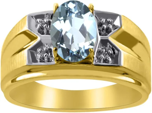 Vista 4 de RYLOS - Anillos para hombre de oro amarillo de 14 quilates para hombre con ojo de tigre y diamante de 0315 x 0236in de color piedra preciosa anillos