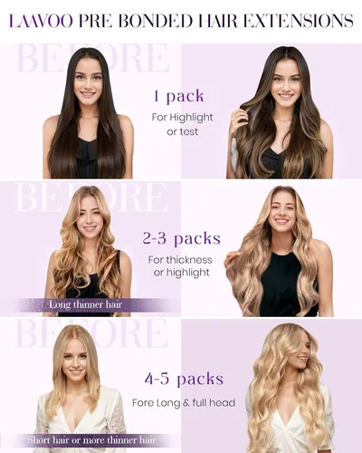 Vista 5 de LaaVoo Microlink - Extensiones de cabello humano, color negro azabache, 14 pulgadas, 1.76 oz