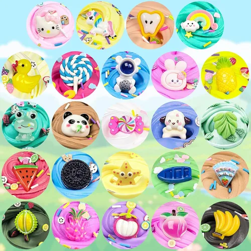 Vista 6 de Paquete de 24 slime de mantequilla para niños, recuerdos de fiesta, rellenos de bolsas de golosinas, juguete para ansiedad, rellenos de calcetines