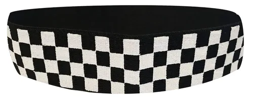 Vista 2 de IT'S RIDIC! Diadema retro para fanáticos de carreras con bandera a cuadros
