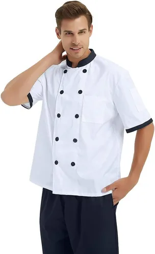 Vista 4 de TOPTIE 3 Pack Custom Short Sleeve Chef Abrigos Personalizados Transferencia de Calor y Chaquetas Bordadas