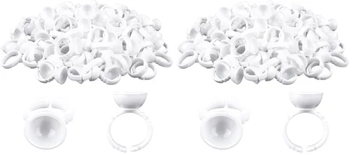 Vista 13 de G2PLUS Soportes de pegamento para pestañas postizas, 100 PCS bandejas desechables para pestañas, paleta de pegamento de plástico rosa
