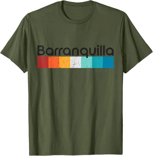 Vista 52 de Barranquilla Colombia - Camiseta de diseño vintage de estilo retro, Blanco, S