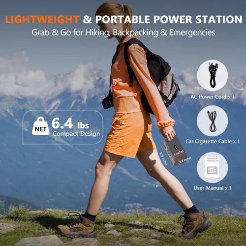 Vista 2 de ALLWEI Estación de Energía Portátil 300W, Generador Solar de 280Wh con Toma de CA de Onda Senoidal Pura de 110V, Generador de Batería de Litio