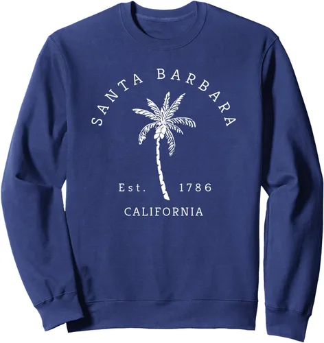 Vista 7 de Retro Cool Vintage Santa Barbara Beach California Palm Tree Sudadera, Negro, S