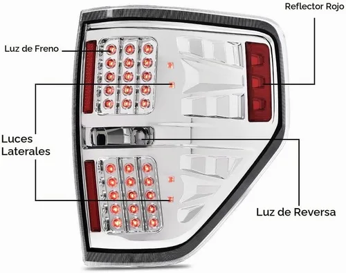 Vista 2 de CHEDA Luces traseras, compatibles con Ford F150 2009-2014, juego de luces traseras con lente transparente y carcasa cromada, BL3Z13405B, BL3Z13404B