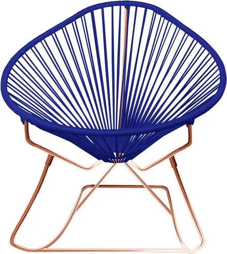 Vista 18 de Innit Designs Acapulco - Silla mecedora con estructura cromada, color turquesa, tejido naranja Verde