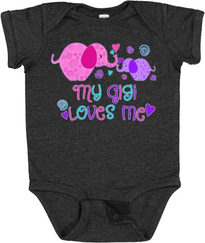 Vista 16 de inktastic My Gigi Loves Me - Body lindo de elefantes para bebé 0020 Blanco