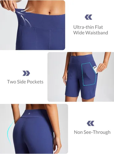 Vista 3 de BALEAF Bermudas de 8 pulgadas para mujer, pantalones cortos deportivos largos de algodón, con control de abdomen, estilo casual, para descansar