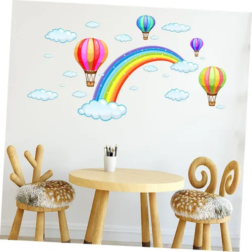 Vista 3 de Toyvian Adhesivo decorativo para ventana, diseño de nubes, calcomanías de pared, globo de aire caliente, para habitación de bebé, niña, papel tapiz