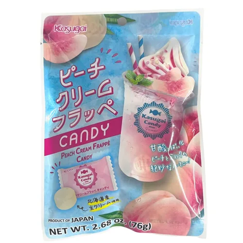 Vista 3 de Kasugai - Caramelos duros japoneses Frappe, crema de durazno, paquete de regalo (2 unidades)