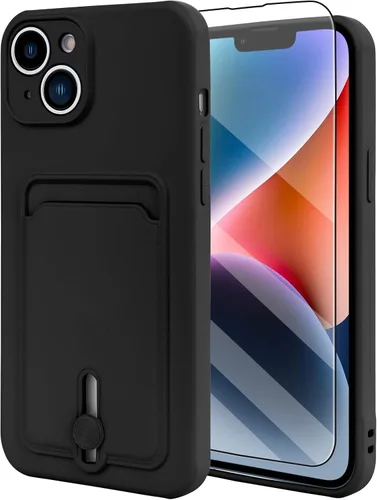 Vista 65 de MZELQ Cartera de TPU Compatible con Funda iPhone 12, Portarjetas Protección de Cámara Cubierta + Protector de Pantalla, Ranura Empujable para Niñas