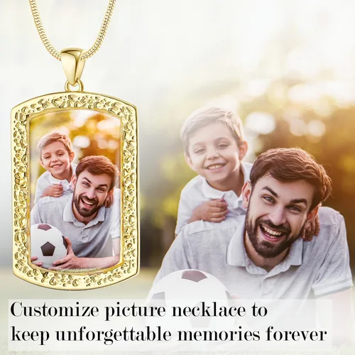 Vista 2 de Fanery sue Collar personalizado con etiqueta de perro para hombres y mujeres, collar conmemorativo con imagen, colgante grabado con foto