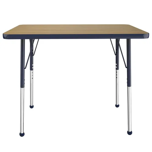 Vista 168 de FDP - Mesa rectangular para actividades escolares y de oficina (24 x 36 pulgadas), patas estándar con deslizadores giratorios, altura ajustable