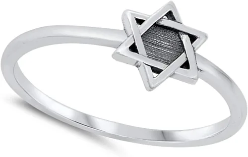 Vista 2 de Anillo de plata de ley 925 con diseño de estrella de David, tamaño 4 10