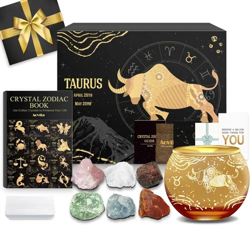 Vista 33 de Conjunto de regalo de cristales de Acuario, signos del zodiaco, piedras de nacimiento de cristales curativos con caja de horóscopo, cristales