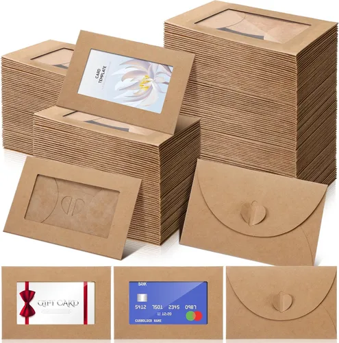 Vista 11 de Uiifan 300 Sobres con Ventana para Tarjetas de Regalo de 4 x 2.8 Pulgadas, Fundas para Tarjetas de Regalo, Mini Sobres con Cierre