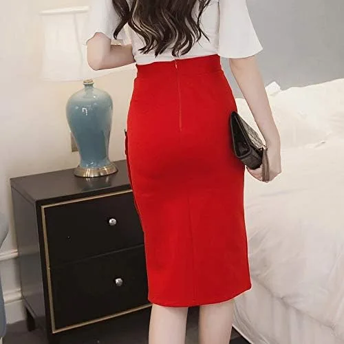 Vista 4 de Falda corta a rayas para mujer hasta la rodilla, faldas casuales de verano, elástica.