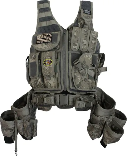 Vista 8 de SF-18 Charlie 2.0 Chaleco táctico y cinturón Chaleco modular MOLLE con bolsas de herramientas y dispersión