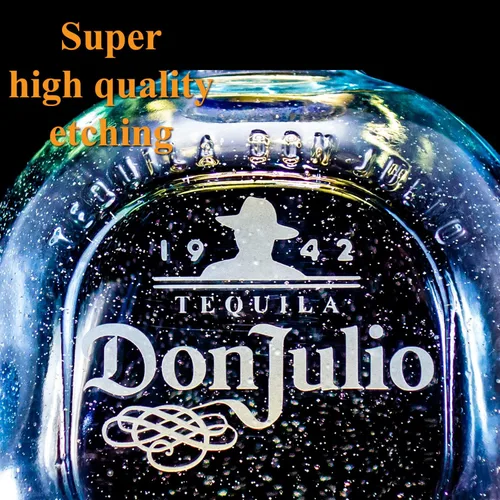 Vista 3 de Botella/Decantador Personalizado Grabado EN VACIO Don Julio Blanco (Reemplazo compatible para la botella Don Julio)