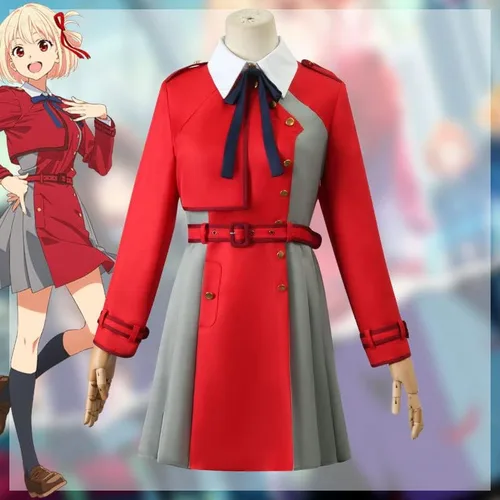 Vista 2 de Lycoris Recoil - Disfraz de cosplay de Nishikigi Chisato, uniforme escolar japonés