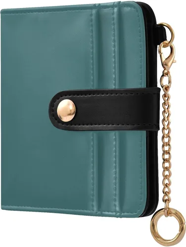 Vista 25 de Sinestour Black print Small Wallet for Women RFID Blocking Leather Bifold Small Purse with ID Window Card Holder Zipper Coin Pocket, Compact Credit