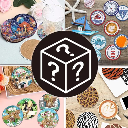 Vista 4 de 200 Estilos de Posavasos de Diamante Caja Sorpresa con Soporte DIY Arte de Diamante Posavasos Caja Sorpresa para Adultos Kits de Diamantes