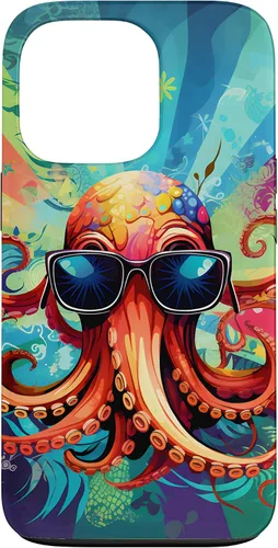 Vista 10 de iPhone 11 Pro That's One Cool Pultopus Pulpo colorido con funda para gafas de sol