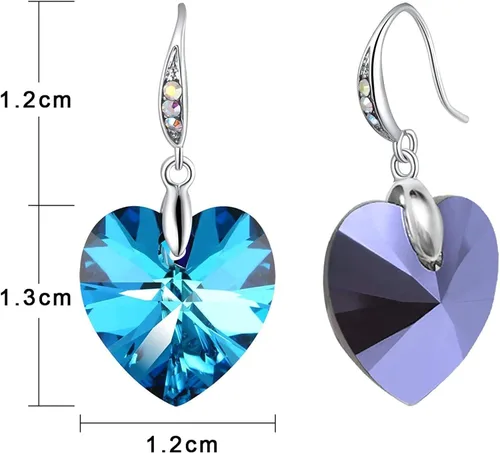Vista 4 de PLATO H Elementos de cristal de Swarovski, Forever Love", en forma de corazón, aretes con tuerca, joyas a la moda, regalo para el día