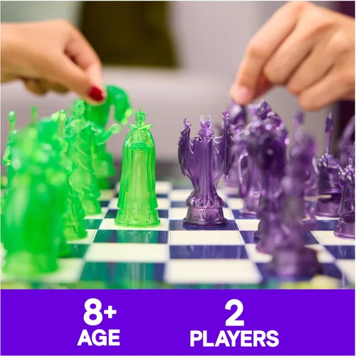 Vista 2 de Spin Master Games, Juego de ajedrez de villanos de Disney para adultos y niños, juega como personajes clásicos de Disney, Úrsula, Jafar, Hades