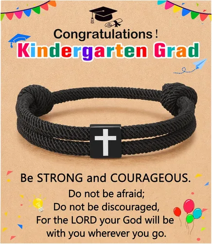 Vista 7 de UNGENT THEM Pulsera de cuerda trenzada con cruz para hombres y niños, Navidad, San Valentín, graduación, Pascua, regalos de bautismo cristiano
