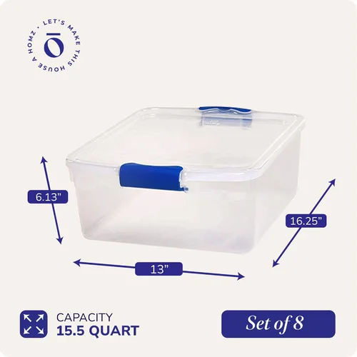 Vista 4 de HOMZ Caja de almacenamiento transparente de 15.5 cuartos de galón (paquete de 4)