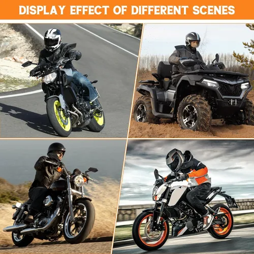 Vista 7 de JMTBNO Espejos universales negros para motocicleta de 0.315 in y 0.394 in, espejo lateral plegable compatible con Cruiser Suzuki Honda Victory ATV