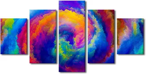 Vista 74 de Pintura en lienzo colorida para sala de estar, 5 paneles, impresiones abstractas sobre lienzo, arte de pared para sala de estar, dormitorio