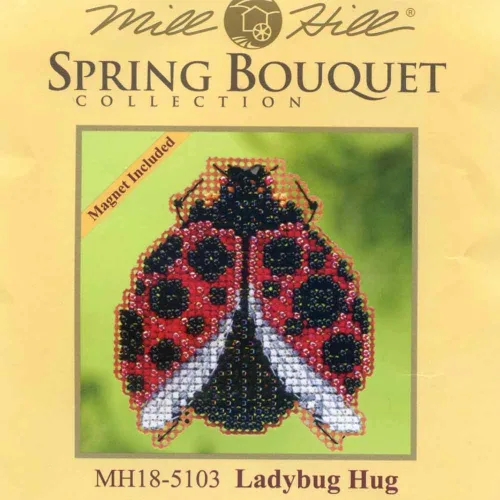 Vista 2 de Kit de punto de cruz con cuentas de mariquita abrazo Mill Hill 2015 Spring Bouquet MH185103