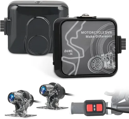Vista 10 de VSYSTO Cámara WiFi para salpicadero de motocicleta, 2 canales, lente gran angular de 130°, visión nocturna frontal y trasera HD 1080P, sistema DVR