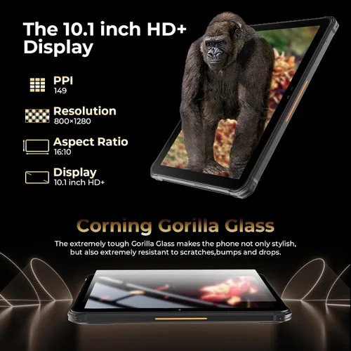 Vista 2 de HOTWAV R7 Tablet resistente Android 13, 15600mAh 10.1 pulgadas HD+ tableta impermeable, 12GB+256GB/(2TB TF) Tabletas de trabajo al aire libre