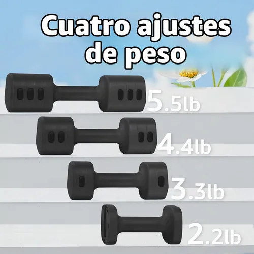 Vista 2 de Juego de 2 mancuernas ajustables, juego de pesas ajustables, mango antideslizante, juego de mancuernas de pesas libres 4 en 1 para mujeres en casa