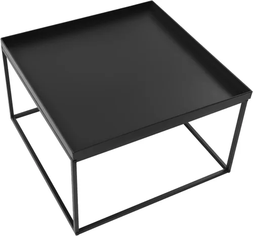 Vista 4 de Mesa auxiliar rectangular negra de metal, mesa auxiliar moderna, mesa auxiliar pequeña, mesa de sofá, mesa auxiliar impermeable, mesa de café
