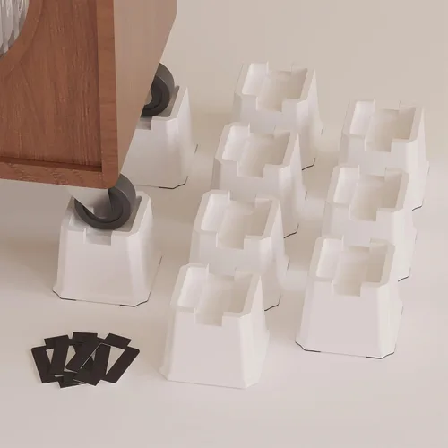 Vista 10 de Elevadores de cama resistentes de 2 pulgadas, elevadores de muebles para marco de cama, sofá, escritorio, silla, elevan hasta 1500 libras, juego