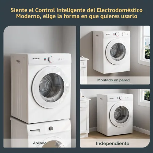 Vista 6 de Bonnlo Secadora de ropa compacta, secadora de ropa portátil de 1.8 pies cúbicos con bañera de acero inoxidable, secadora de ropa de carga frontal